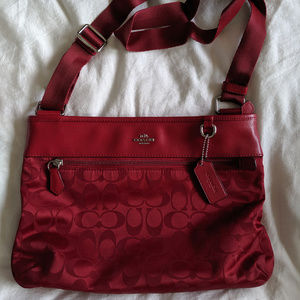 Red Coach Signature Nylon Crossbody